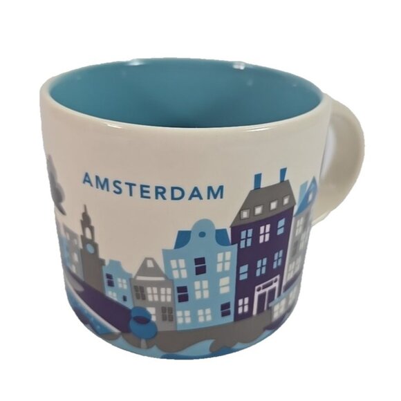 Starbucks Amsterdam Mug You Are Here Collection 2022 Blue Cityscape Design - Picture 2 of 6